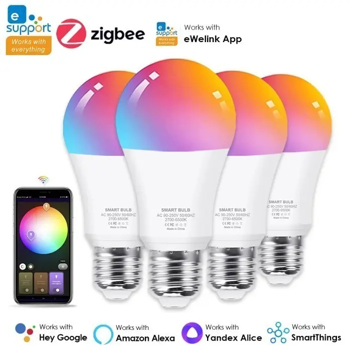 Smart Light eWelink Zigbee Bulb Support Alexa Google Voice Control E27